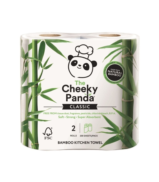 Cheeky Panda Ręcznik Kuchenny Bambusowy Dwuwarstwowy 2 Rolki - Cheeky Panda