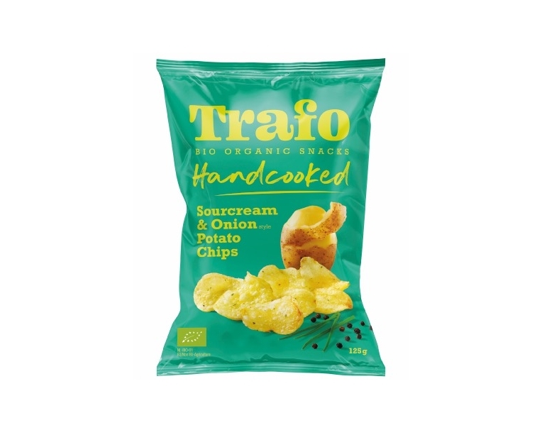 Trafo Chipsy Ziemniaczane Cienko Krojone o Smaku Śmietankowo - Cebulowym Bio 125g