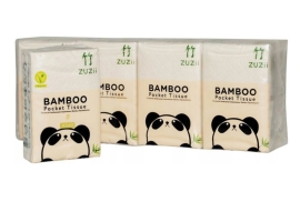 Zuzii Chusteczki higieniczne kieszonkowe, bambusowe, 4-warstwowe (8 opakowań)