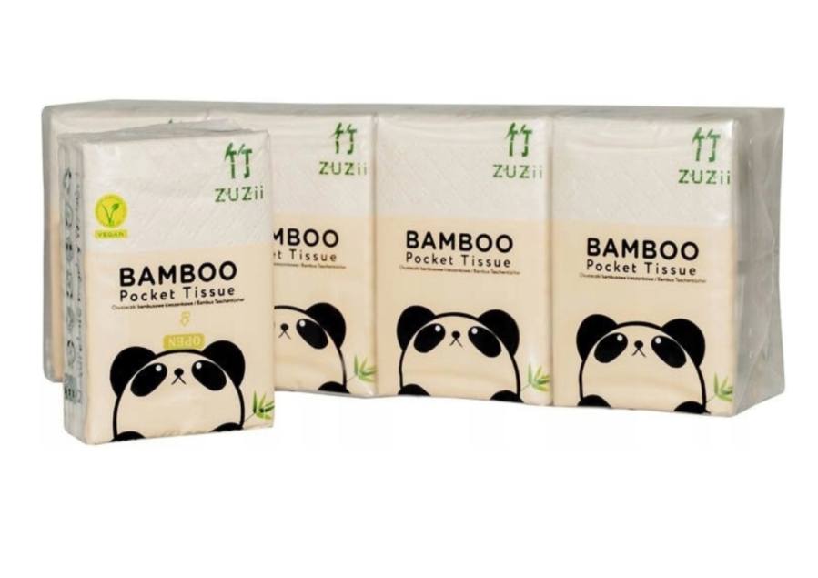 Zuzii Chusteczki higieniczne kieszonkowe, bambusowe, 4-warstwowe (8 opakowań)