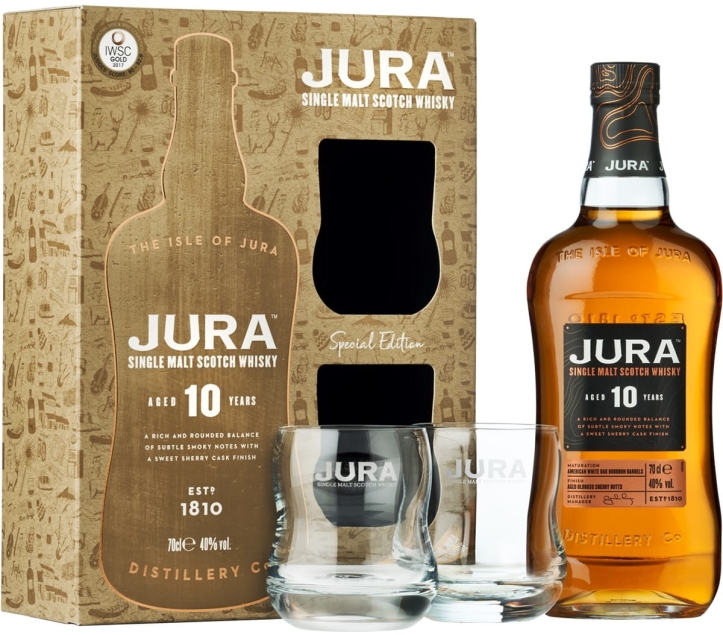 Jura Distillery 10-Letnia + 2 Szklanki degustacyjne 0,7L