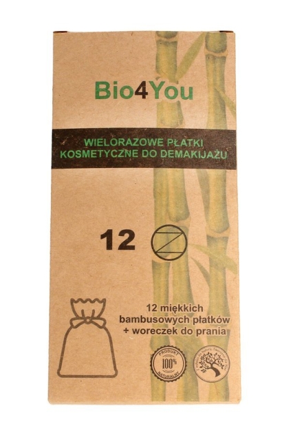 Bio4you Płatki Kosmetyczne Wielorazowe Bambusowe 12 Szt + Woreczek Do Prania