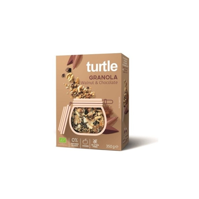 Turtle (owsianki, Płatki) Granola Orzech Włoski-czekolada Bezglutenowa Bio 350g