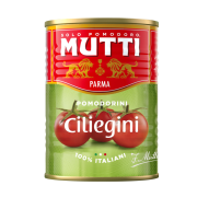 Mutti® Ciliegini - pomidorki koktajlowe ze skórką w soku pomidorowym 400 g