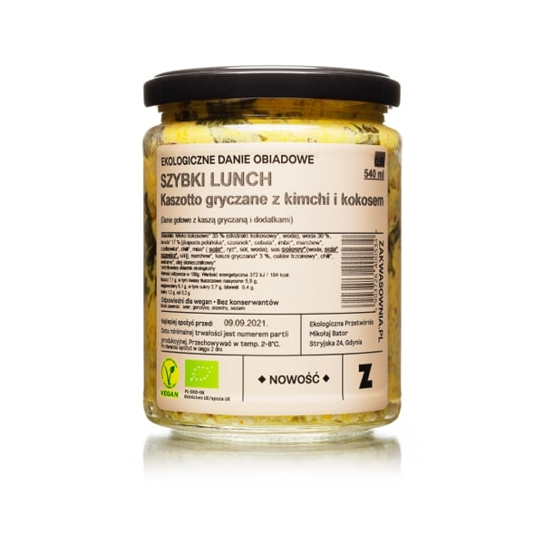 Delikatna.bio Ekologiczne Kaszotto Gryczane Z Kimchi I Kokosem Szybki Lunch 540ml