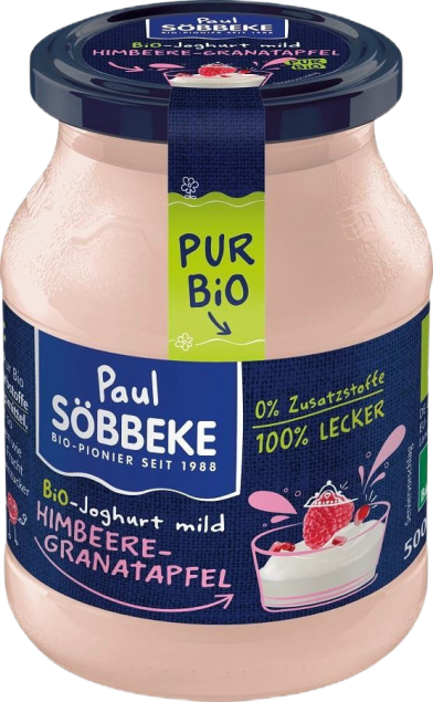 SOBBEKE Jogurt BIO malina-granat (3,8 % tłuszczu w mleku) 500 g