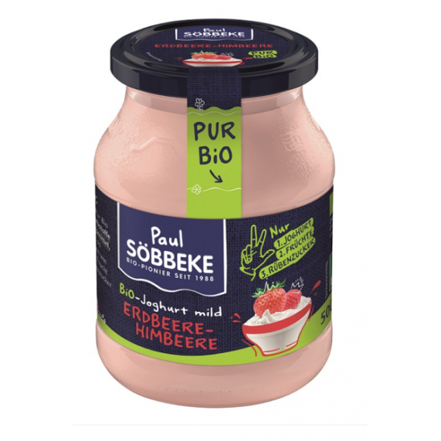 SOBBEKE Jogurt truskawka-malina BIO (3,8 % tłuszczu w mleku) 500 g