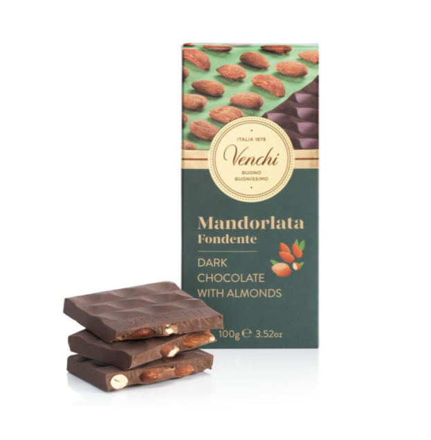 Venchi Dark Almond Bar Mandorlata – gorzka czekolada z migdałami 100 g