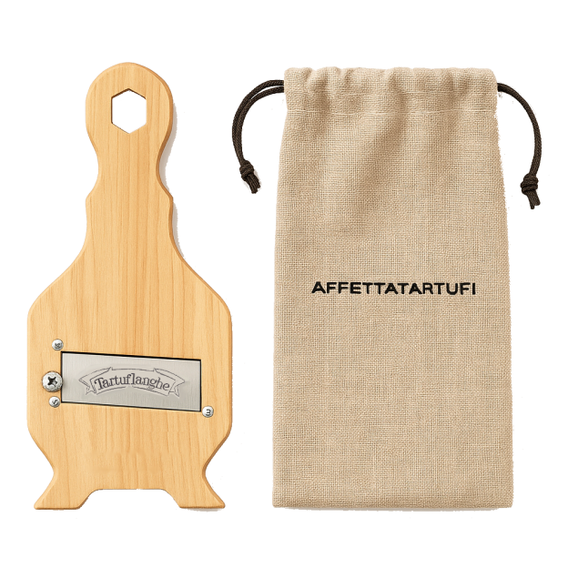 Tartuflanghe Truffle Slicer - nóż do trufli, drewno oliwne + stal + torebka lniania
