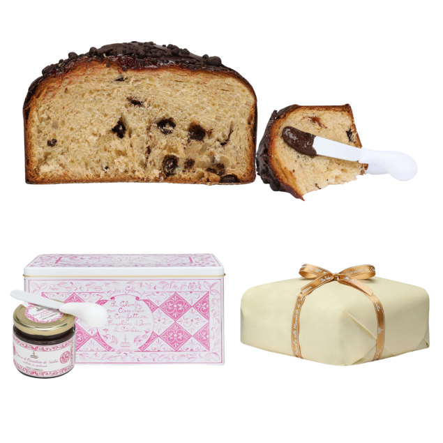 Dolce & Gabbana La Colomba Cioccolato e Cofettura - włoska babka z Sycylii 800 g + słoik z kremem czekoladowym 200 g + nożyk + opakowanie prezentowe RÓŻOWE