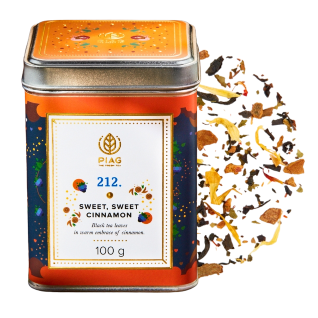 Piag Tea Sweet Cinnamon N°212 czarna herbata cynamonowa 100 g + puszka