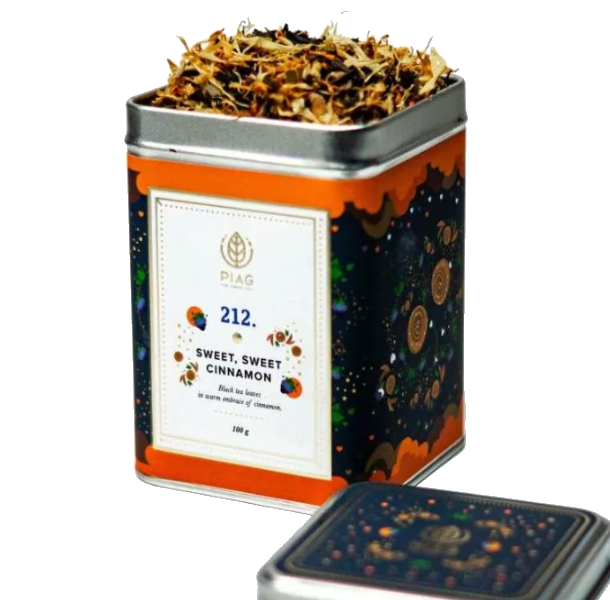 Piag Tea Sweet Cinnamon N°212 czarna herbata cynamonowa 100 g + puszka