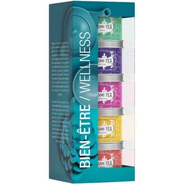 Kusmi Tea Wellness Organic Set BIO – zestaw różnych mieszanek herbat (5 × mini puszki) 98 g