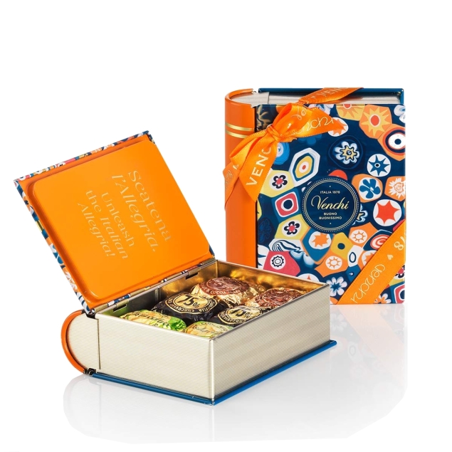 Venchi Murrine Mini Book Tin mini książka z różnymi czekoladkami 115 g