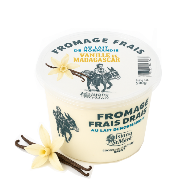 Isigny Ste Mère Fraise Vanille serek homogenizowany z wanilią z Madagaskaru 500 g