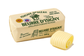 Isigny Ste Mère Beurre AOP MS Crist Moule Cremier kostka masła z kryształkami soli z Guérande 250 g