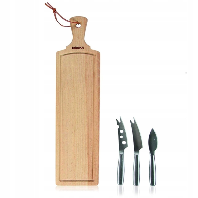 Boska Cheese Set Amigo – zestaw do serów (bukowa deska + 3 noże do sera)