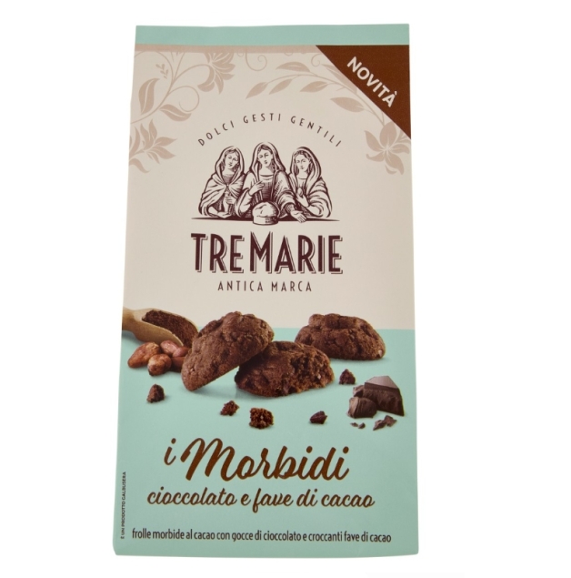 Tre Marie Morbidi cioccolato e fave di cacao - ciastka czekoladowe z ziarnami kakao 300 g