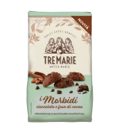 Tre Marie Morbidi Cioccolato e Fave di Cacao – włoskie ciasteczka kakaowe z kawałkami gorzkiej czekolady i ziarnami kakao 300 g