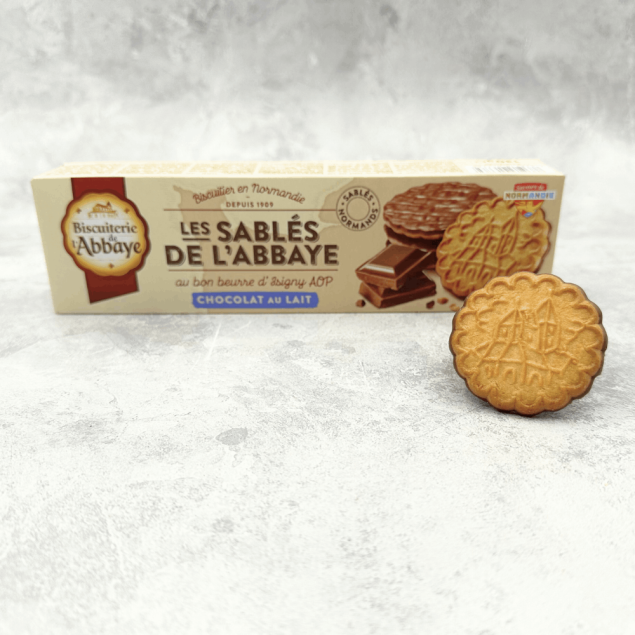 Biscuiterie de l'Abbaye Sablés de l'Abbaye nappés noir - ciastka maślane z ciemną czekoladą 130 g