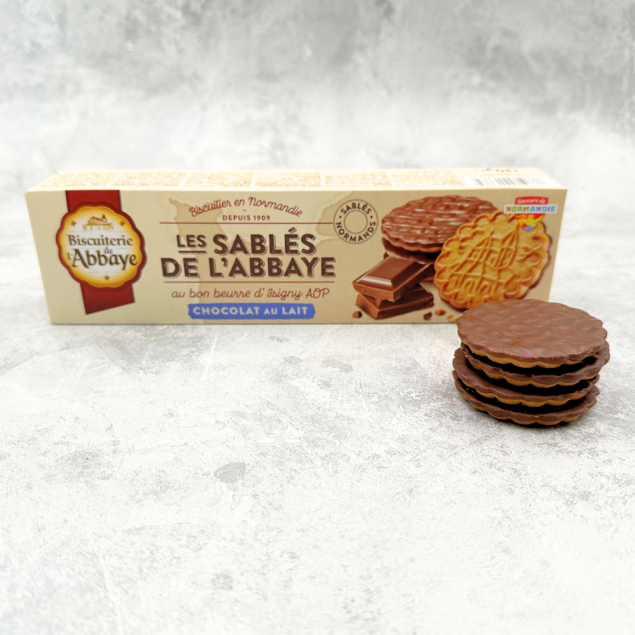Biscuiterie de l'Abbaye Sablés de l'Abbaye nappés noir - ciastka maślane z ciemną czekoladą 130 g
