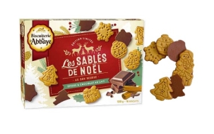 Biscuiterie de l'Abbaye Sables de Noel maślane ciasteczka z czekoladą mleczną i przyprawami 95 g