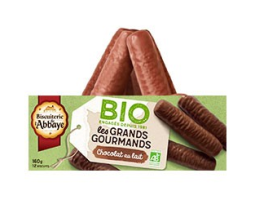 Biscuiterie de l'Abbaye Les Grands Gourmands BIO - maślane ciastka oblane mleczną czekoladą 160 g