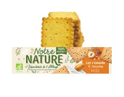 Biscuiterie de l'Abbaye Notre Nature Sables Lait d'Amande & Noisettes - wegańskie ciastka z migdałami i orzechami laskowymi 110 g