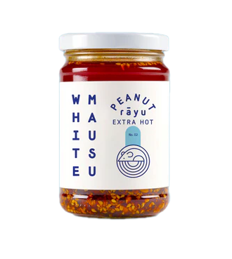 White Mausu Peanut Rayu Extra Hot – rzemieślniczy ostry olej chilli z orzeszkami ziemnymi 240 g