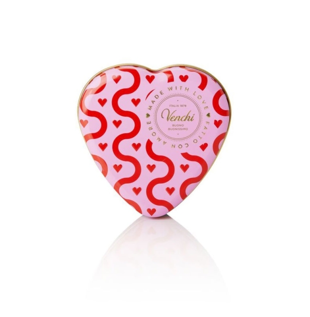 Venchi Valentine Small Heart Tin Box - mała puszka w kształcie serca z różnymi pralinami 48 g