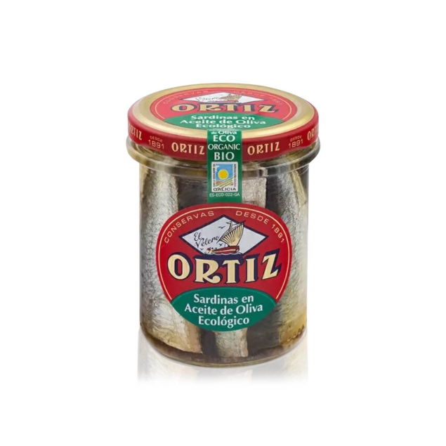 Ortiz Sardinas en Aceite de Oliva Ecológico - sardynki w ekologicznej oliwie z oliwek 26% 190 g