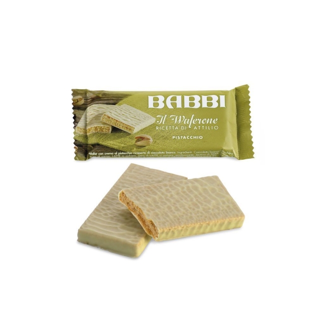 Babbi Il Waferone Espositore Pistacchio - baton waflowy z kremem pistacjowym 30 g