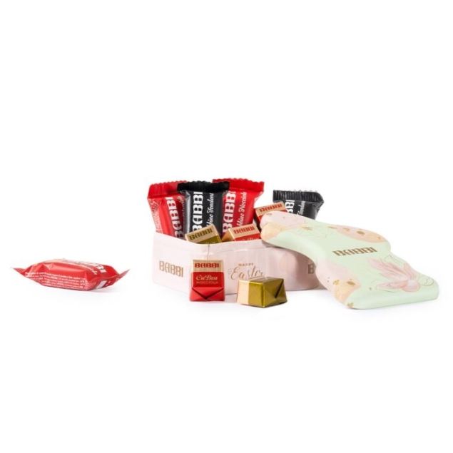 Babbi Coniglo Babbini e Cubon Easter Edition  - wafelki i praliny w metalowej puszce królik 86 g
