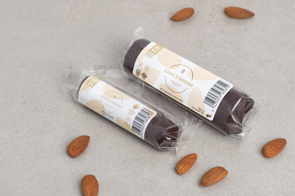 Massepain Sleeubus Louis d'Anvers Marzipan with Belgian Chocolate 50/50 - baton marcepanowy w belgijskiej czekoladzie 100 g