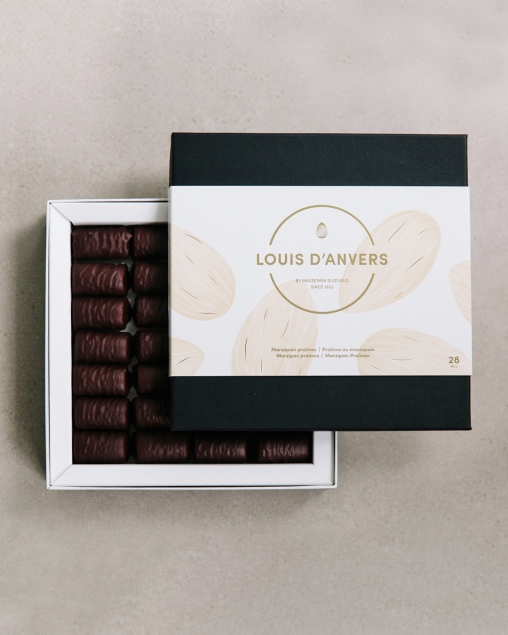 Massepain Sleeubus Louis d’Anvers Marzipan Pralines in Belgian Chocolate - praliny z marcepanem w belgijskiej czekoladzie 400 g