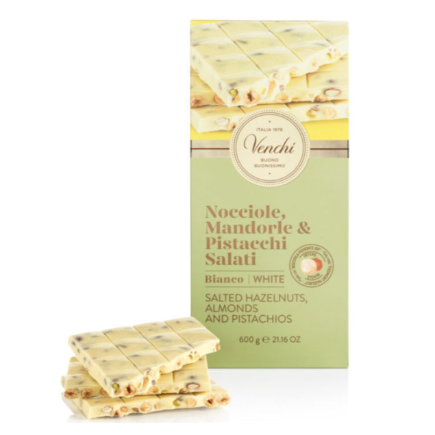 Venchi Bianco Salted hazelnuts Maxi Bar - duża biała czekolada z orzechami, słona 600 g