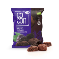 Cocoa Prunes in Dark Chocolate - śliwki kalifornijskie w czekoladzie ciemnej BIO 70 g