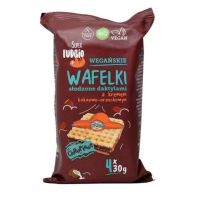 Super Fudgio Wegańskie Wafelki z kremem kakaowo-orzechowym słodzone daktylami BIO (4 sztuki x 30 g) 120 g