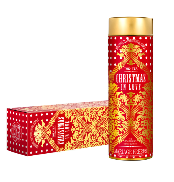 Mariage Freres Christmas in Love – czarna herbata z migdałami, hibiskusem i cynamonem w szklanym flakonie 80 g