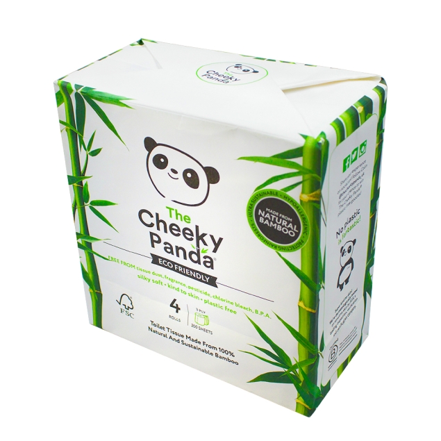 Cheeky Panda Papier Toaletowy Bambusowy Trzywarstwowy 4 Rolki W Papierze - Cheeky Panda