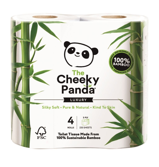 Cheeky Panda Papier Toaletowy Bambusowy Trzywarstwowy 4 Rolki W Folii - Cheeky Panda