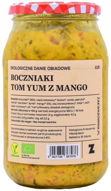 Zakwasownia Ostre Boczniaki Tom Yum Z Mango Ekologiczne Danie Obiadowe 0,9l